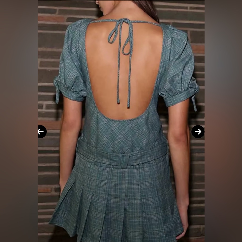 Free People Sevi Plaid Mini Dress - Green Combo Size XS NNT